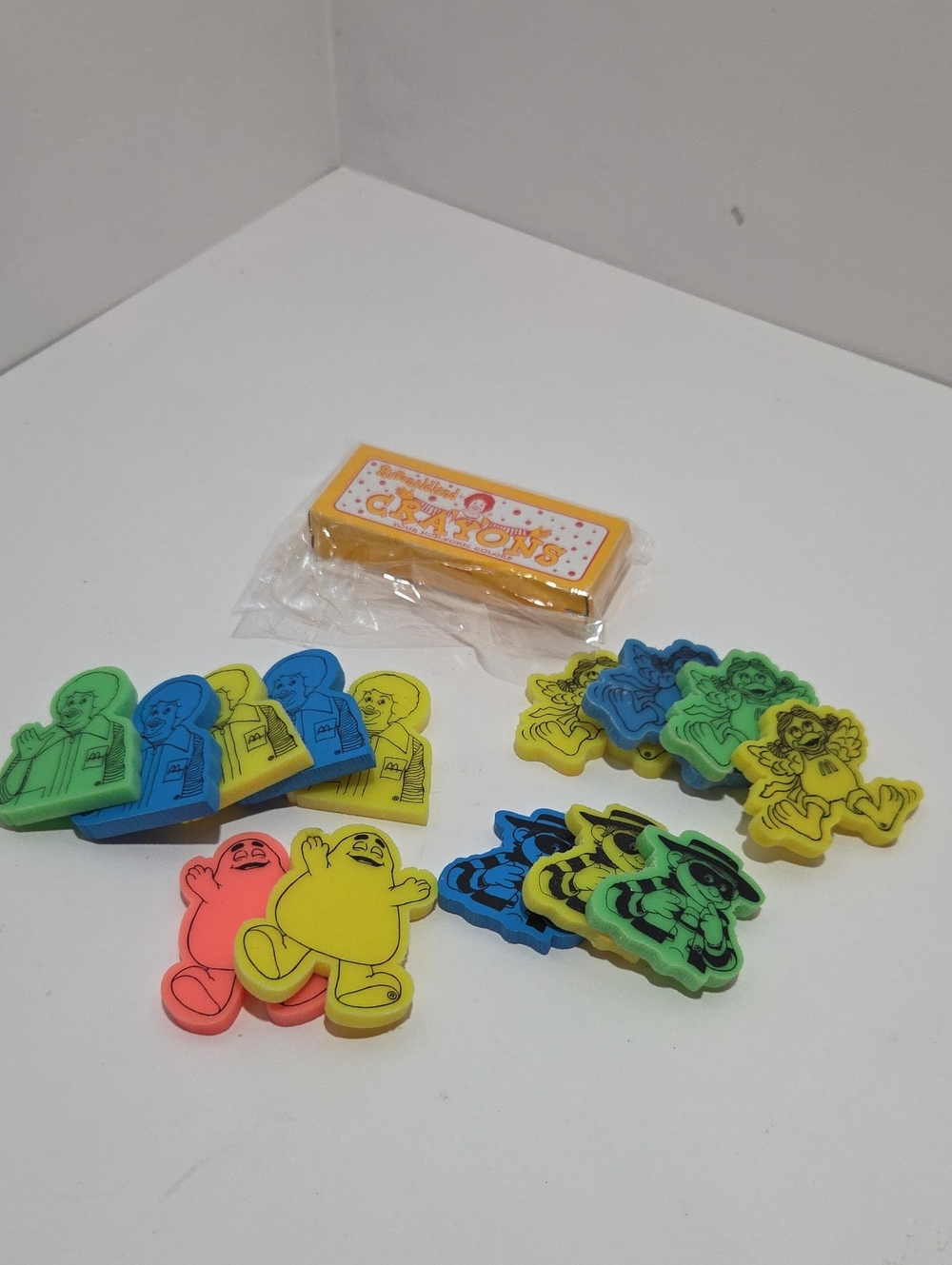 McDonald's Colorful Crayons and Character Erasers Set Vintage